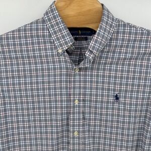 Ralph Lauren Men Classic Fit Performance Plaid Button Down Shirt Size LG